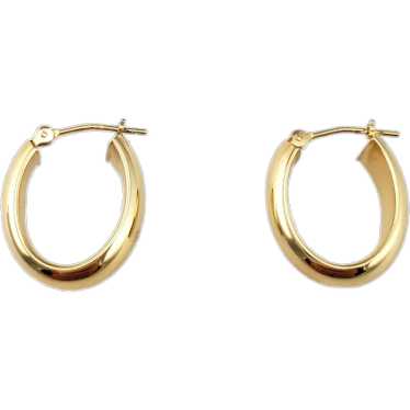 14K Yellow Gold Oval Hoop Earrings #17957