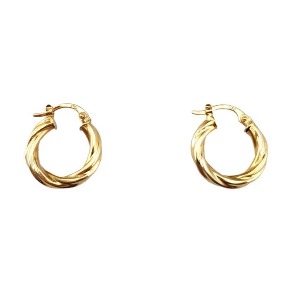 14K Yellow Gold Twisted Hoop Earrings #17959 - image 2