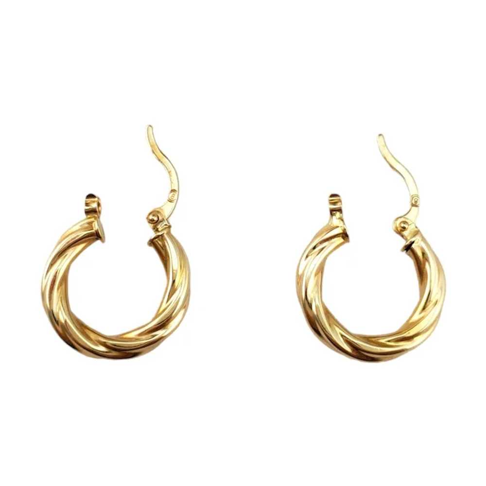 14K Yellow Gold Twisted Hoop Earrings #17959 - image 4