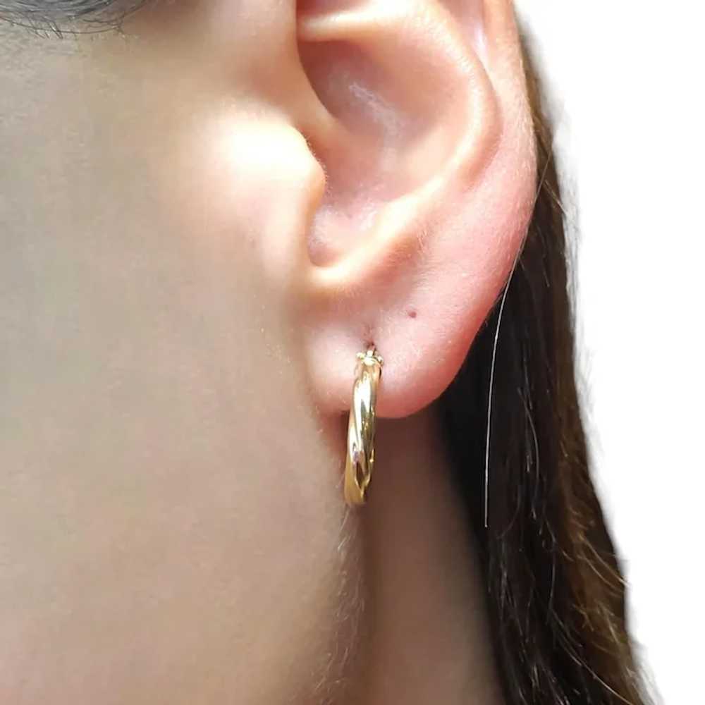 14K Yellow Gold Twisted Hoop Earrings #17959 - image 6