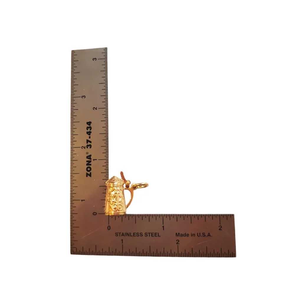 14K Yellow Gold Beer Stein Charm #18002 - image 11