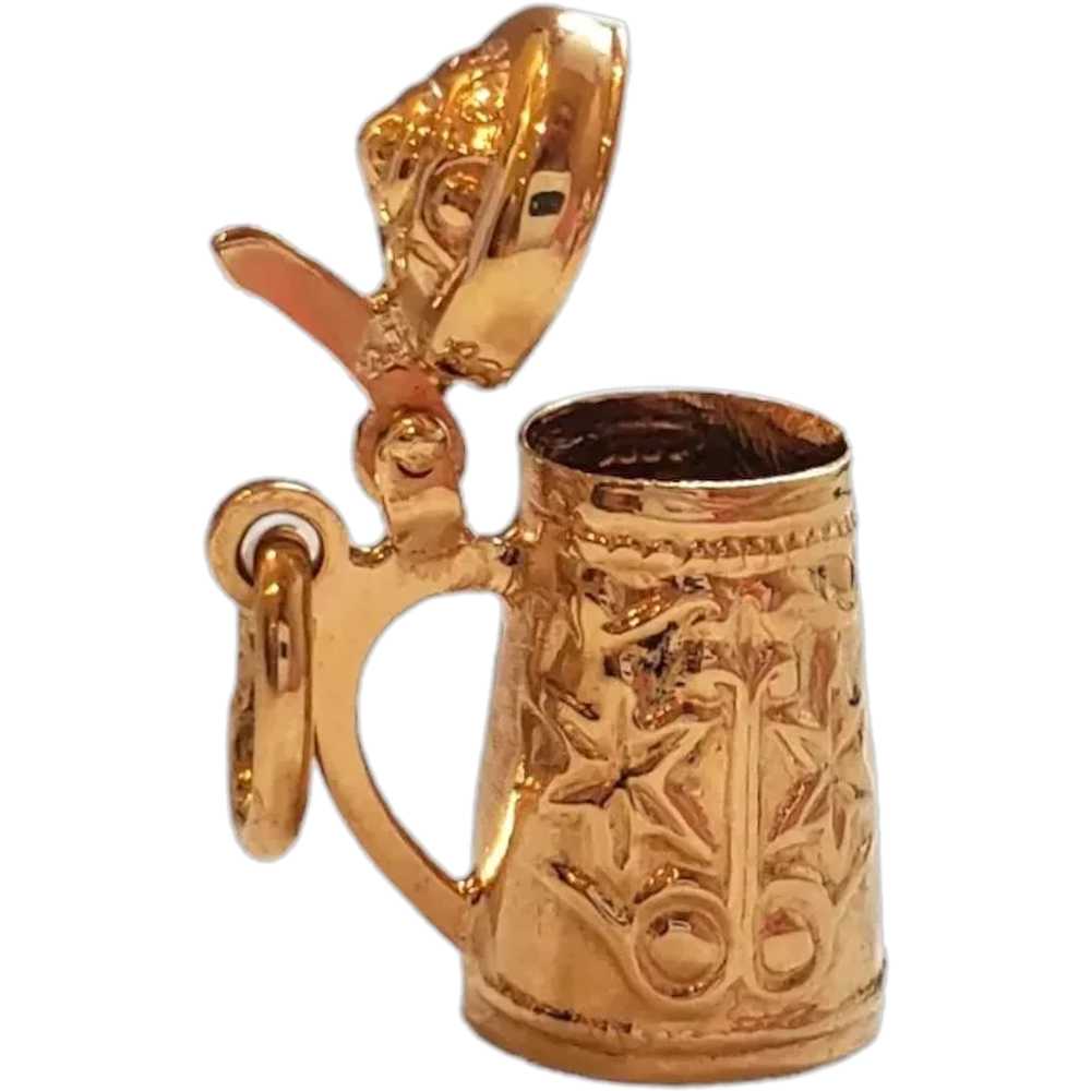 14K Yellow Gold Beer Stein Charm #18002 - image 1