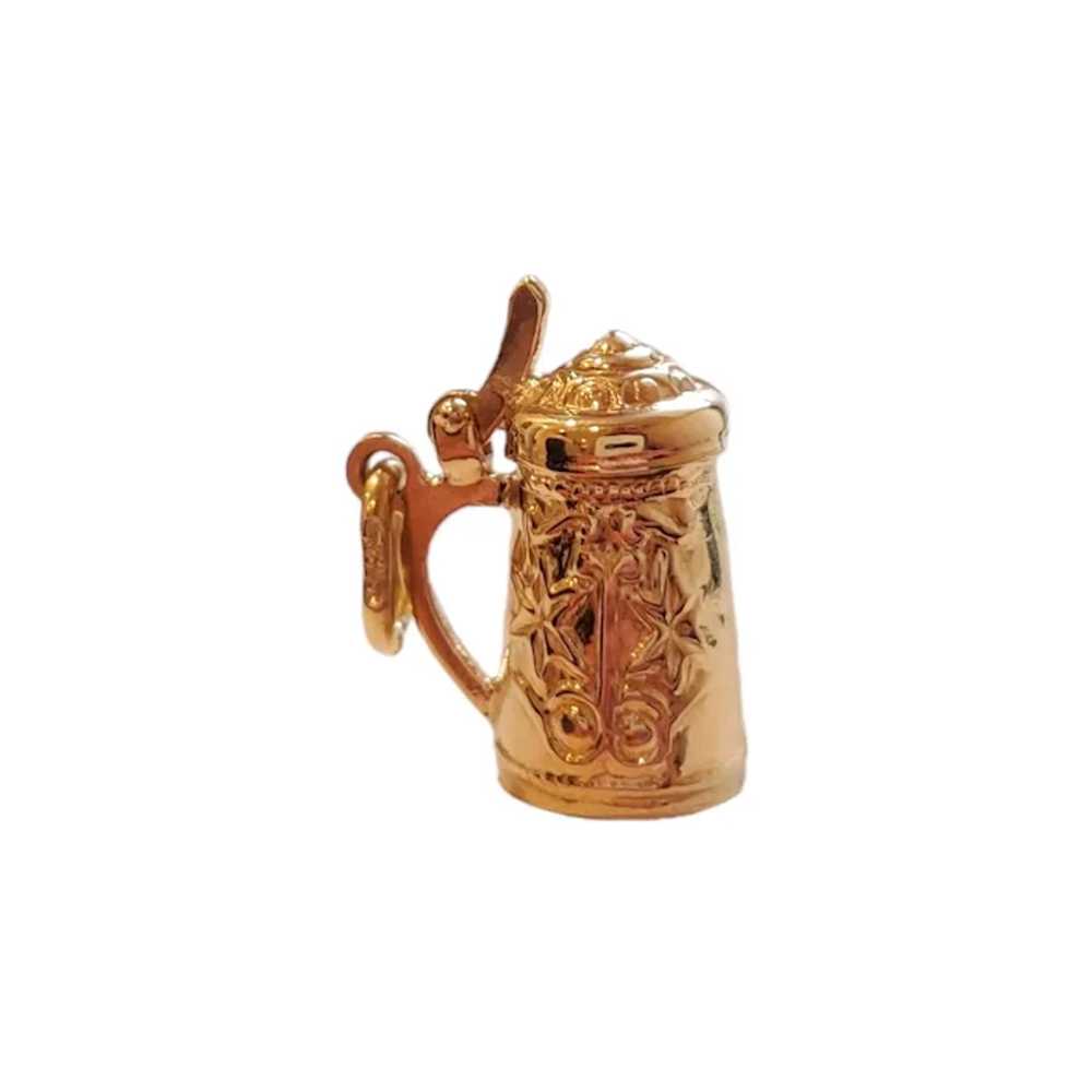 14K Yellow Gold Beer Stein Charm #18002 - image 3