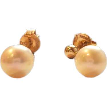 14K Yellow Gold Pearl Stud Earrings #18030
