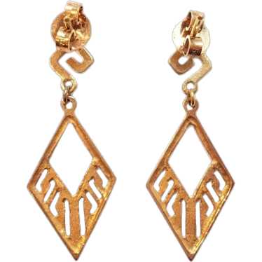 14K Yellow Gold Geometric Dangle Earrings #18032 - image 1