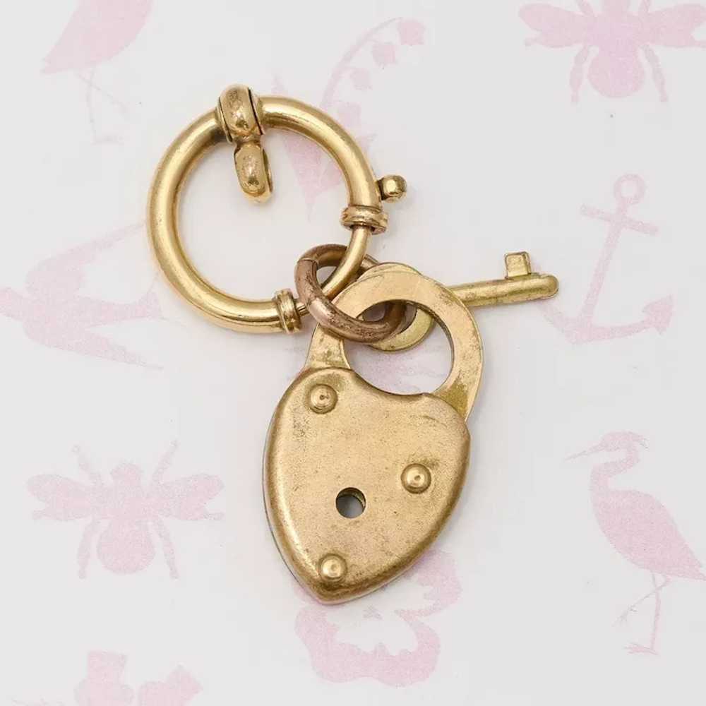 Antique Victorian Heart Yellow Gold Filled Charm … - image 2