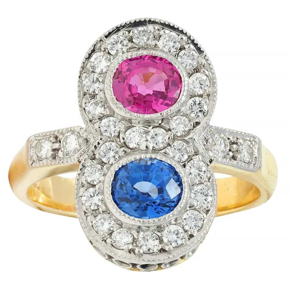 1980's 2.60 CTW Pink Blue Sapphire Diamond Platin… - image 12