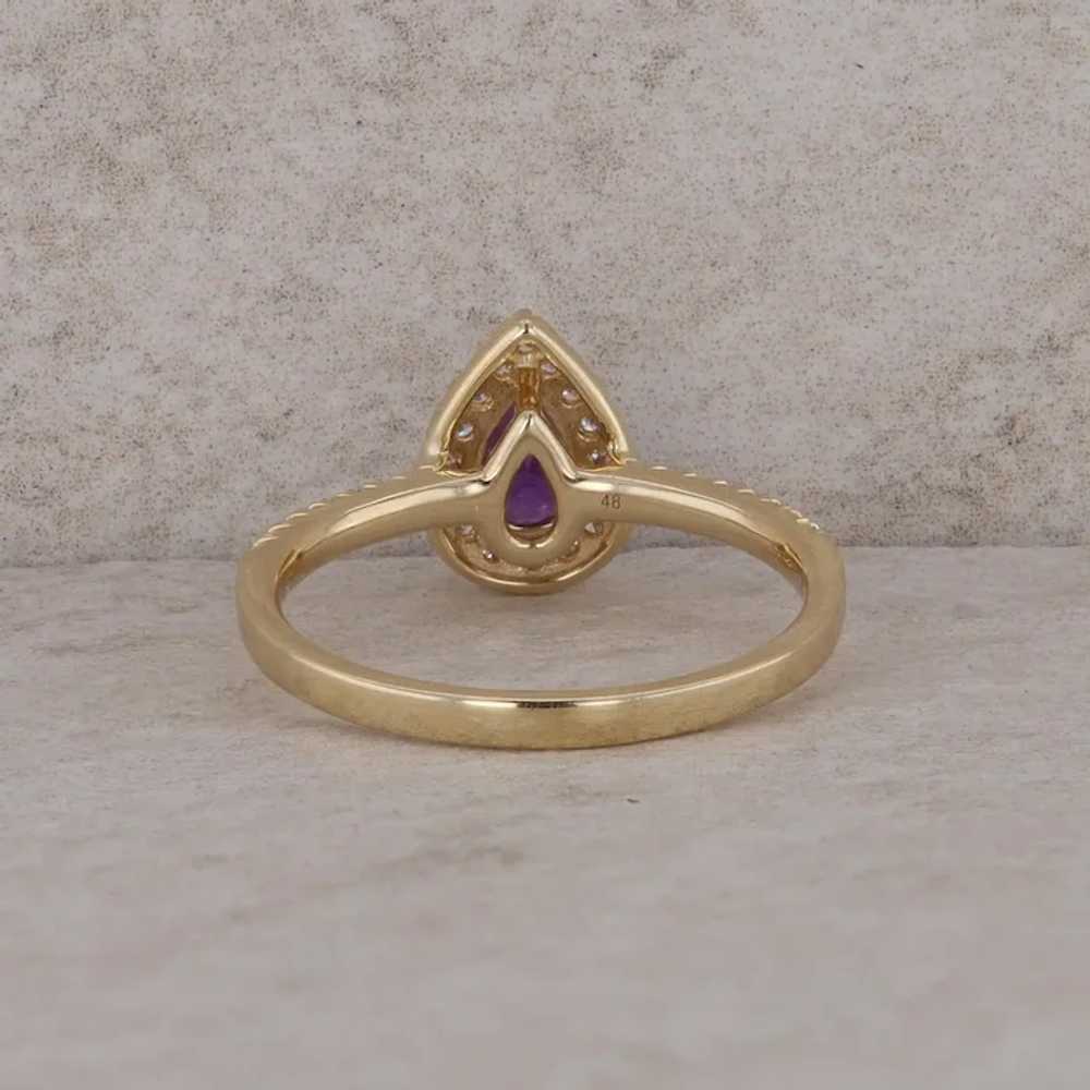 14k Yellow Gold Pear Shaped Amethyst and Diamond … - image 3
