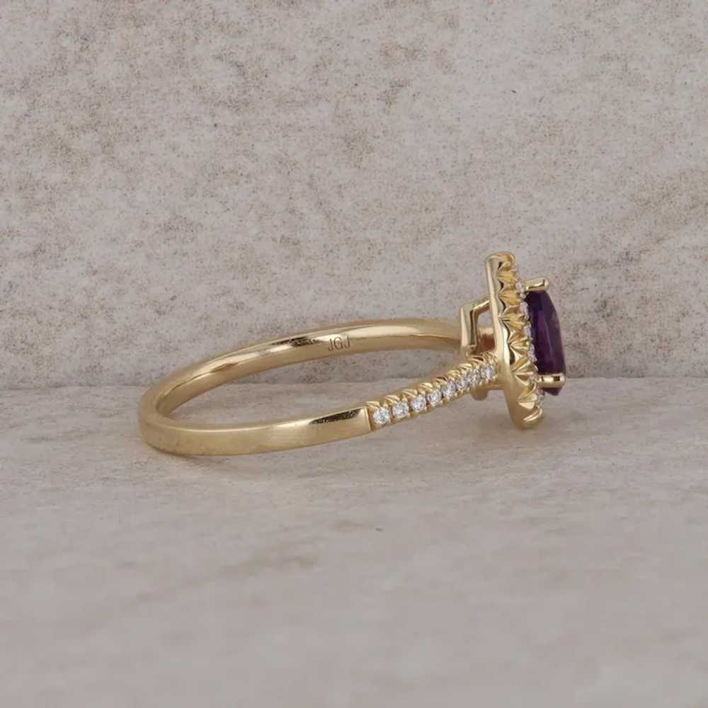 14k Yellow Gold Pear Shaped Amethyst and Diamond … - image 4