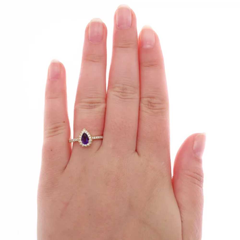 14k Yellow Gold Pear Shaped Amethyst and Diamond … - image 6