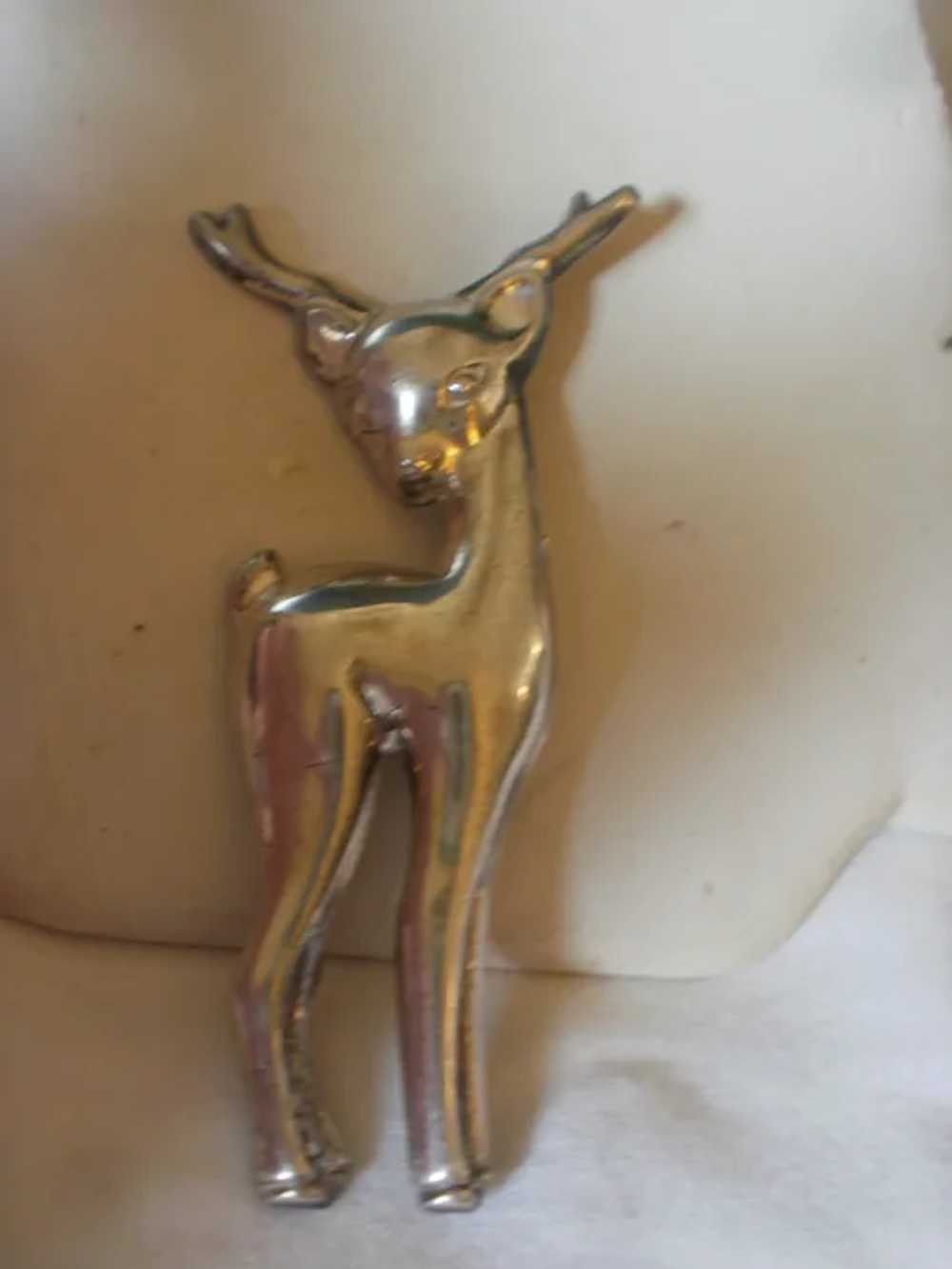 Large Vintage Sterling Silver Deer Brooch - image 2