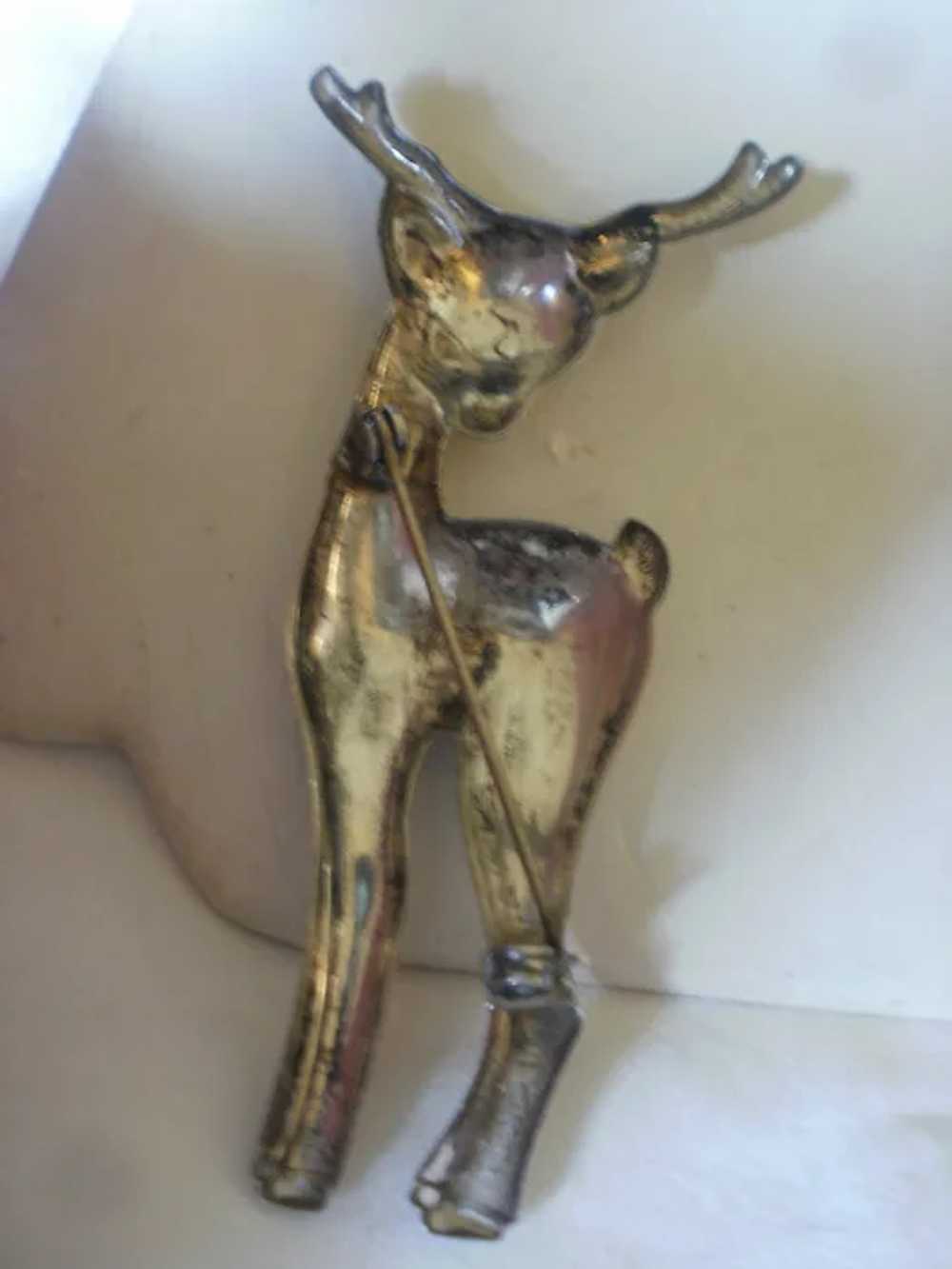 Large Vintage Sterling Silver Deer Brooch - image 3