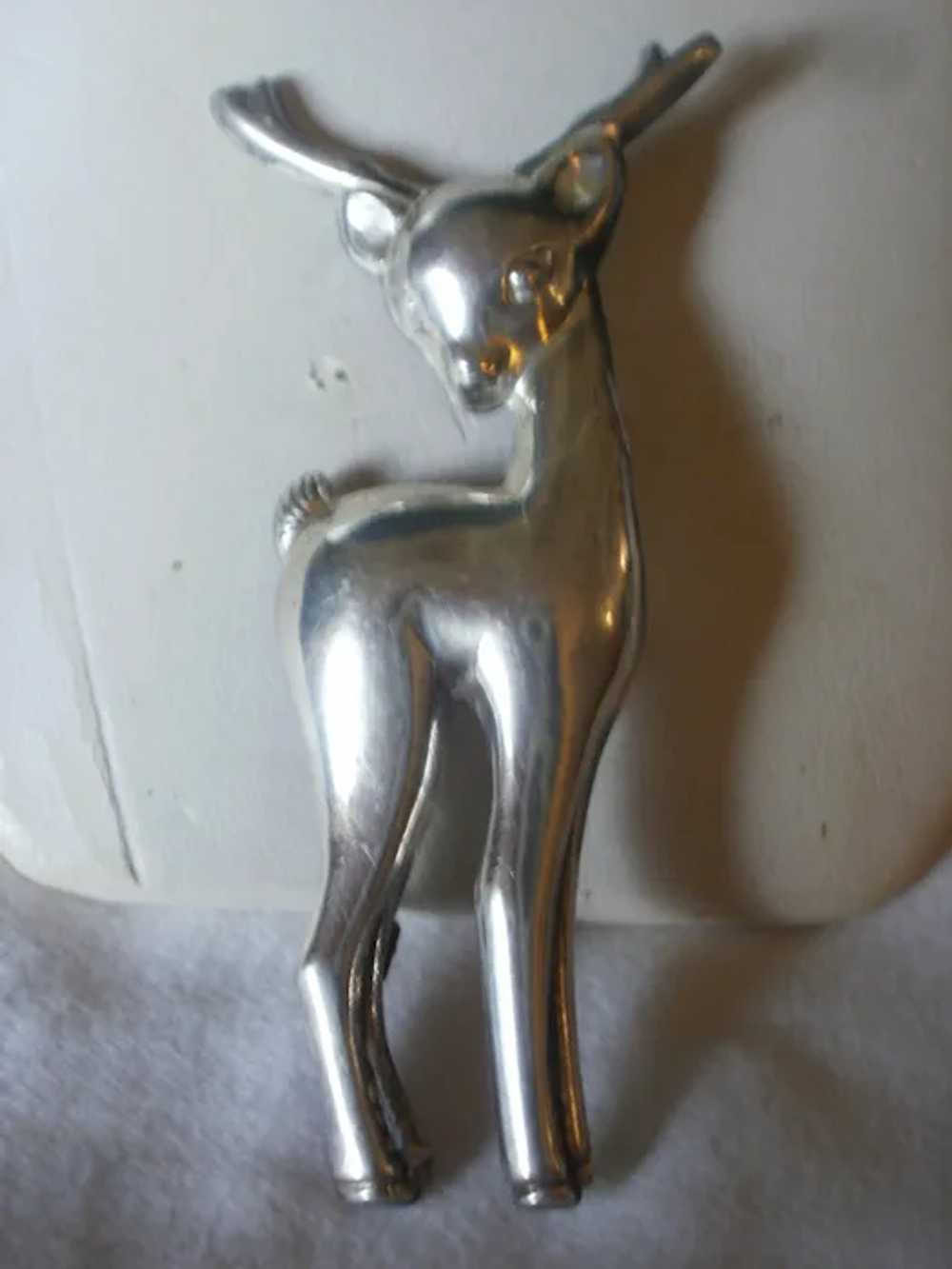 Large Vintage Sterling Silver Deer Brooch - image 4
