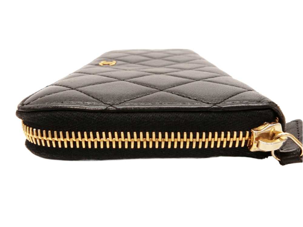 Chanel Chanel Zippy Lambskin Quilted CC Logo Blac… - image 3