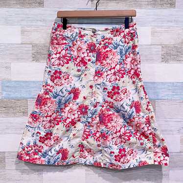 Disney Disney Vintage Floral Denim Flare Skirt Mi… - image 1
