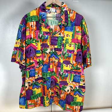 Vintage Vintage 90s abstract pattern button up Ha… - image 1