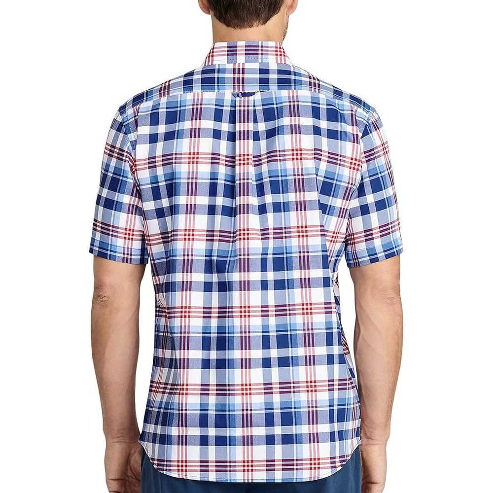 Izod Izod Mens Blue White Red Plaid Short Sleeve … - image 2