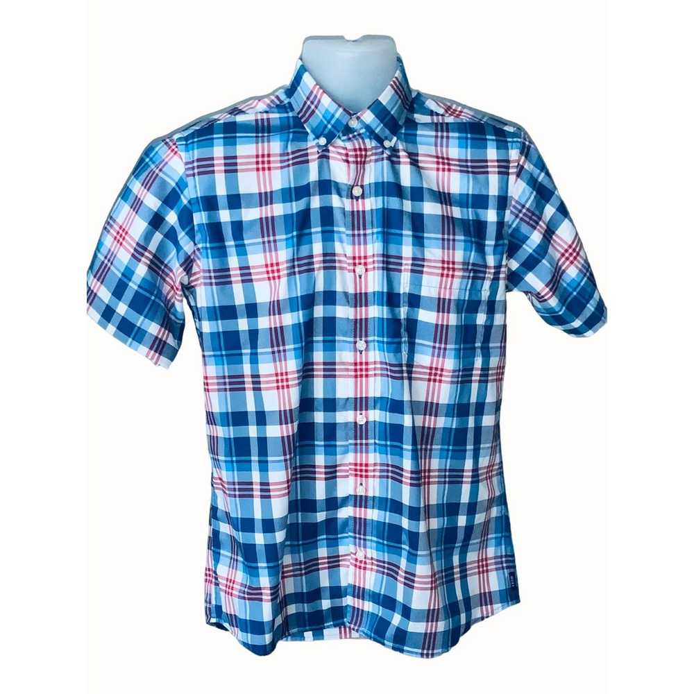 Izod Izod Mens Blue White Red Plaid Short Sleeve … - image 5