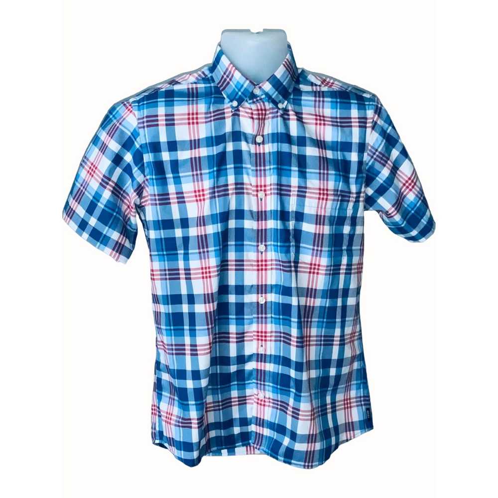 Izod Izod Mens Blue White Red Plaid Short Sleeve … - image 8