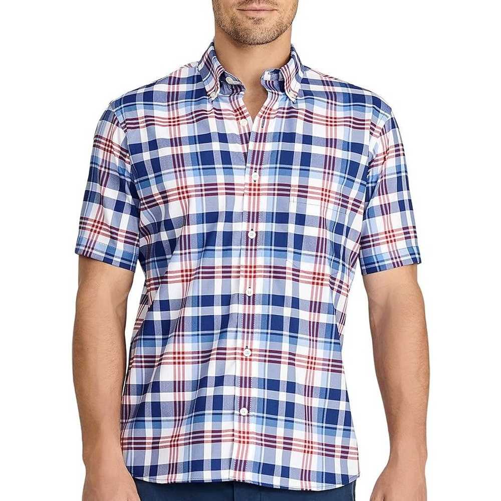 Izod Izod Mens Blue White Red Plaid Short Sleeve … - image 9