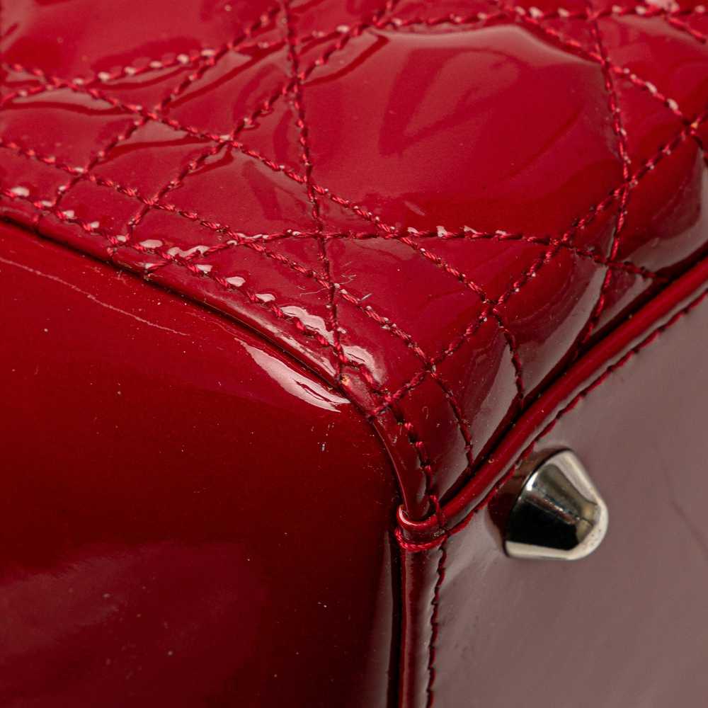 Red Dior Large Patent Cannage Lady Dior Satchel - image 11