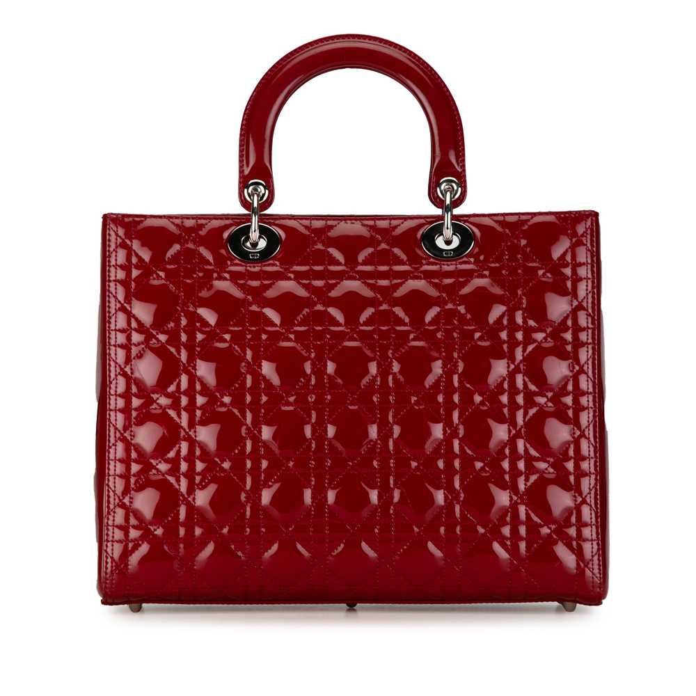 Red Dior Large Patent Cannage Lady Dior Satchel - image 3