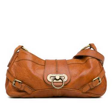 Tan Burberry Grained Leather Shoulder Bag