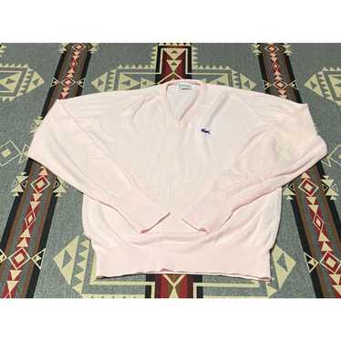 Izod Izod Lacoste Vtg 70s Sweater Rare Pink V-nec… - image 1