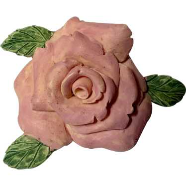 WEISS Signed Pink Celluloid Porcelain Rose Flower outlet Pin Brooch Mid Century