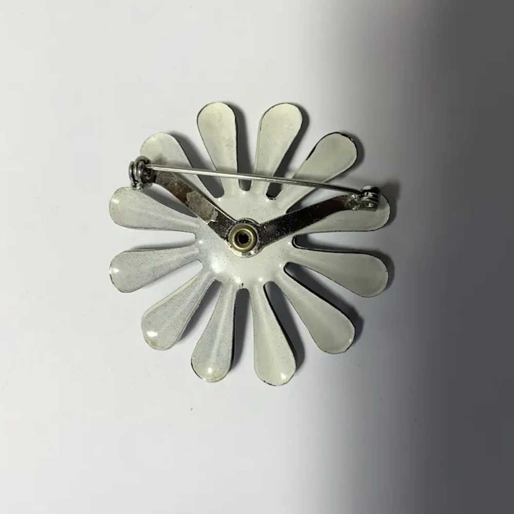 Retro Brooch Pin Black and White Flower - image 3