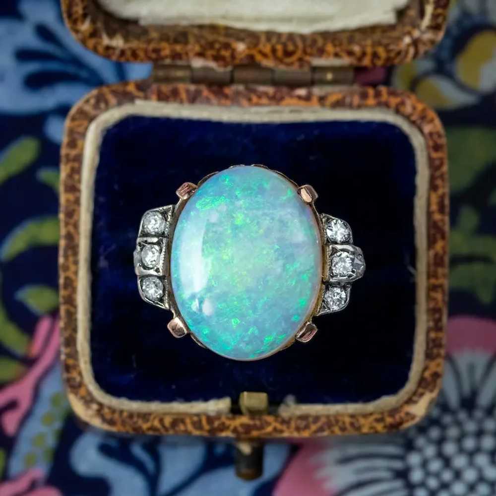 Antique Victorian Opal Diamond Ring 8ct Natural O… - image 11