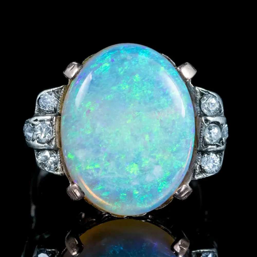 Antique Victorian Opal Diamond Ring 8ct Natural O… - image 2