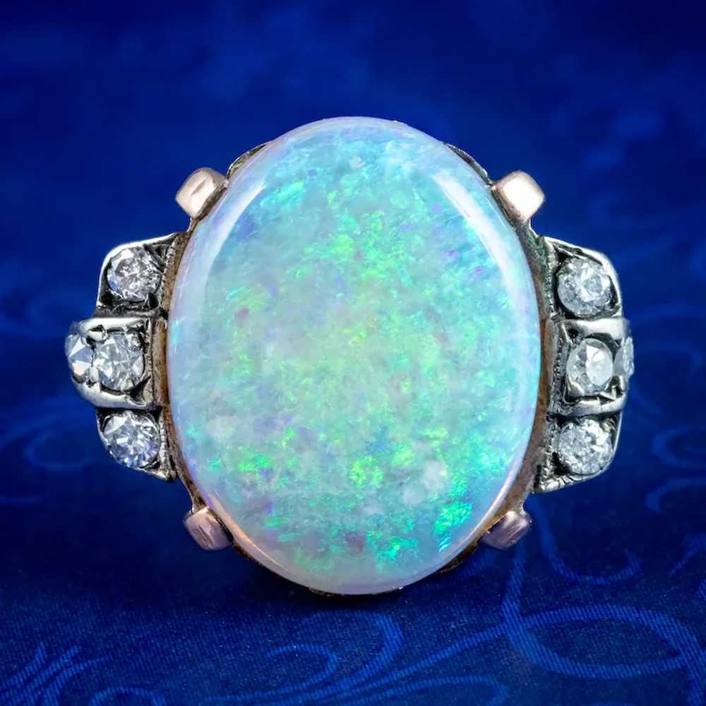 Antique Victorian Opal Diamond Ring 8ct Natural O… - image 3