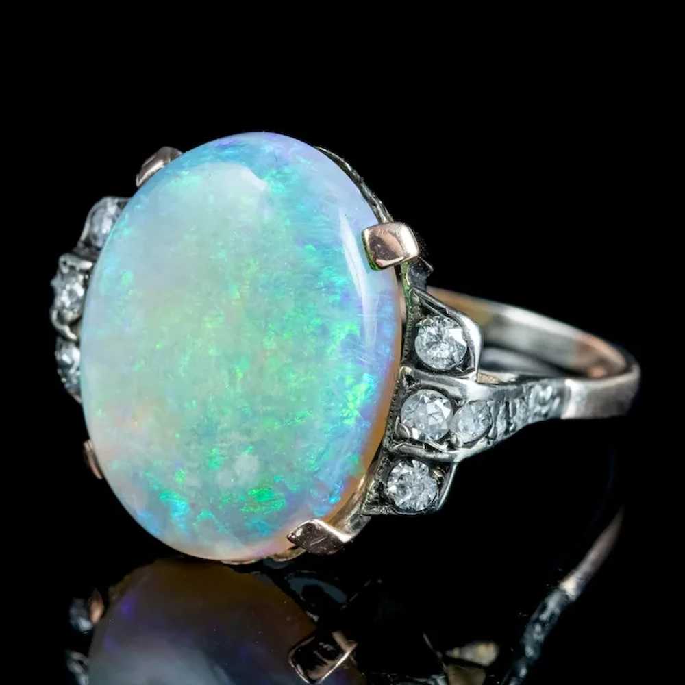 Antique Victorian Opal Diamond Ring 8ct Natural O… - image 4