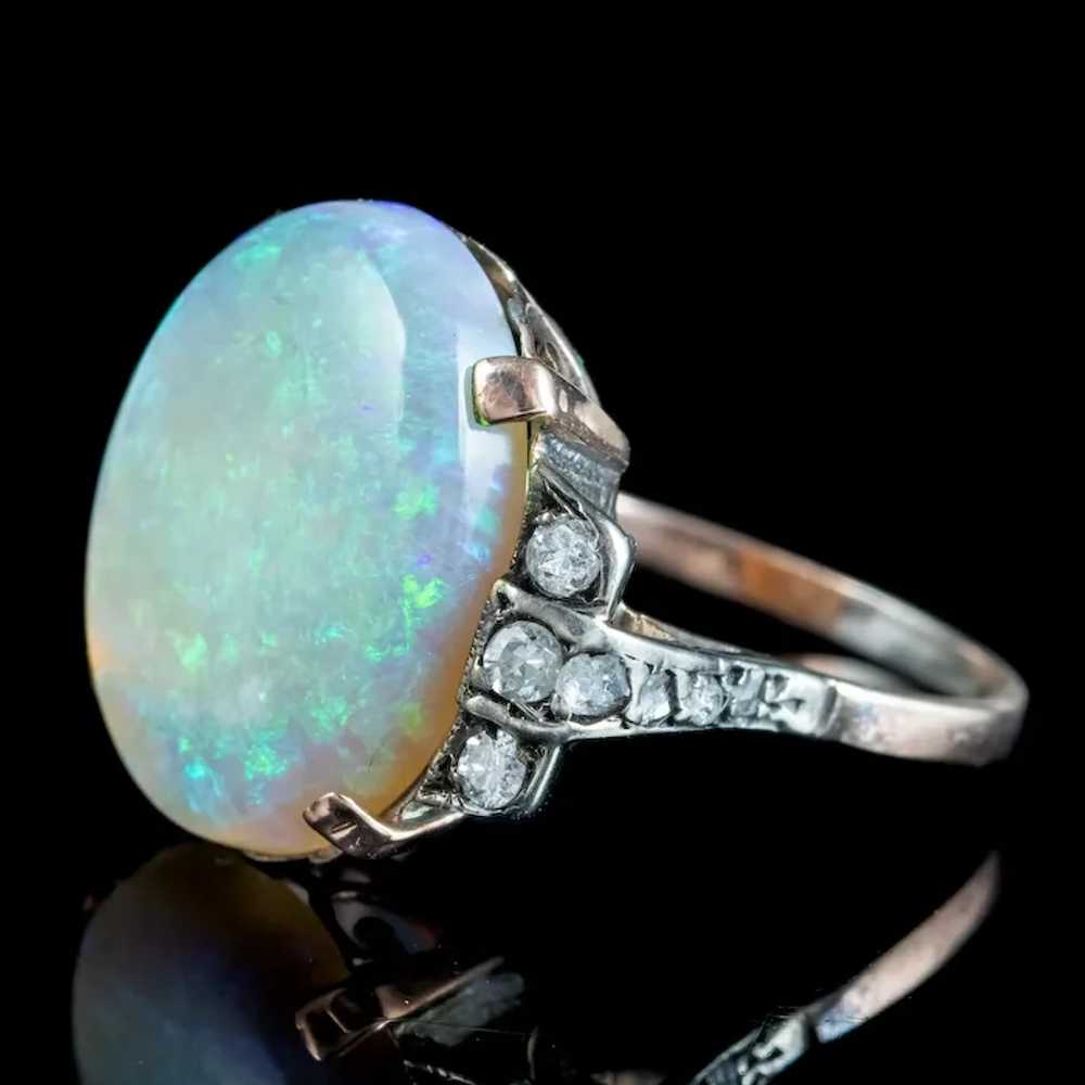 Antique Victorian Opal Diamond Ring 8ct Natural O… - image 5