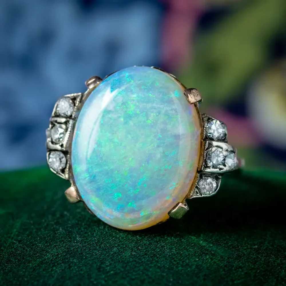 Antique Victorian Opal Diamond Ring 8ct Natural O… - image 9