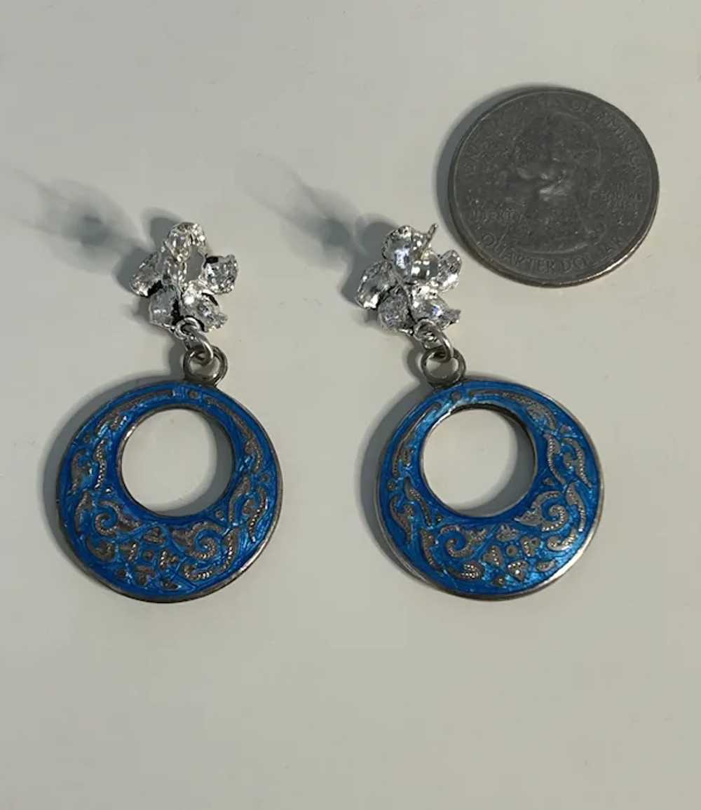 Sterling Silver, Enamel, Gypsy Hoops/ Double sided - image 4