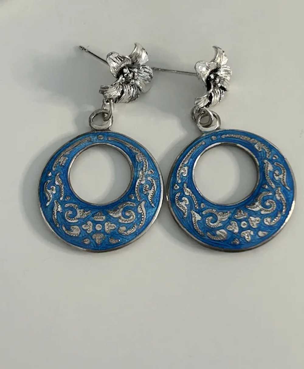 Sterling Silver, Enamel, Gypsy Hoops/ Double sided - image 7