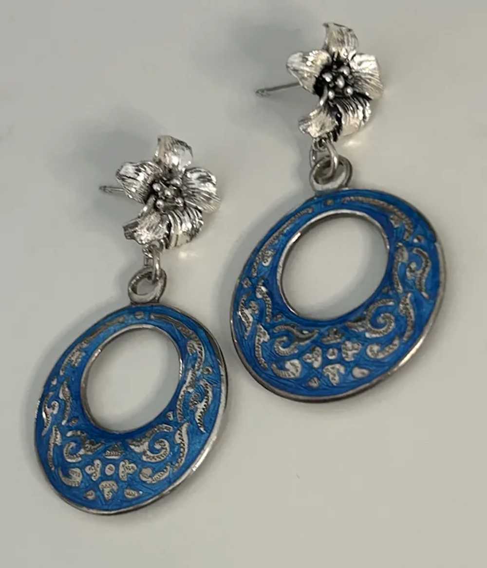 Sterling Silver, Enamel, Gypsy Hoops/ Double sided - image 8