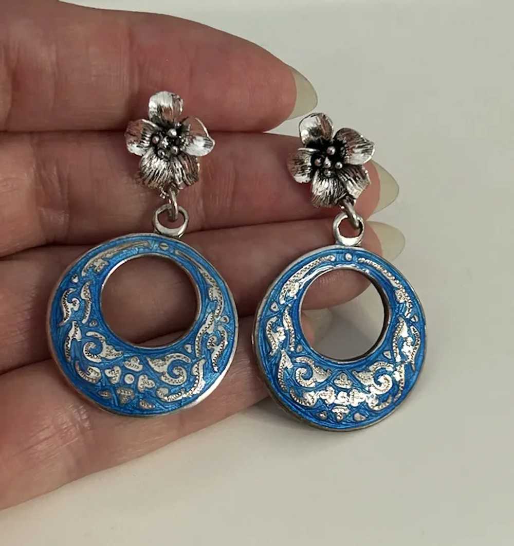 Sterling Silver, Enamel, Gypsy Hoops/ Double sided - image 9