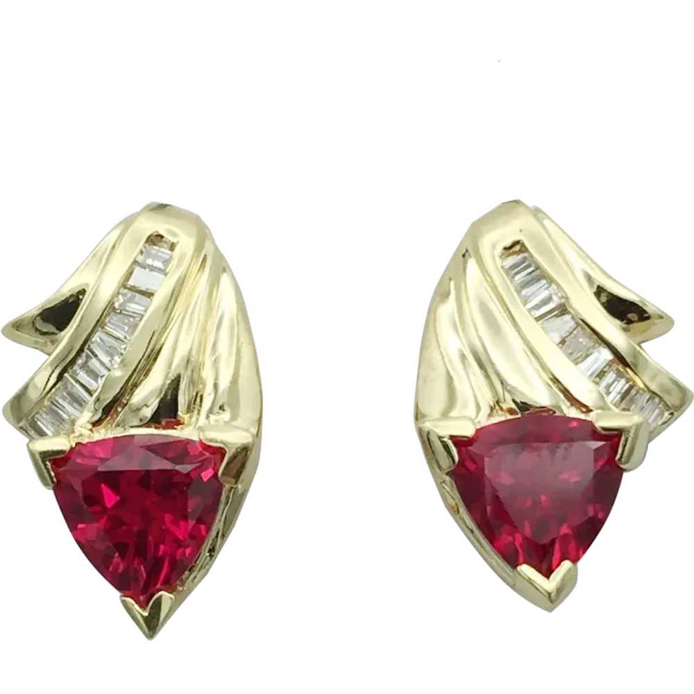 14K .50ctw Laby Ruby and Diamond Earrings - image 1