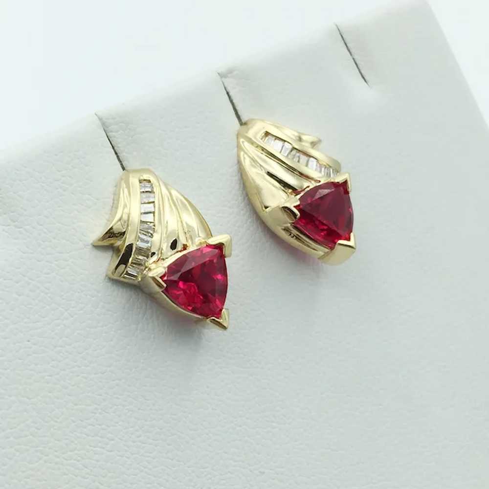 14K .50ctw Laby Ruby and Diamond Earrings - image 2