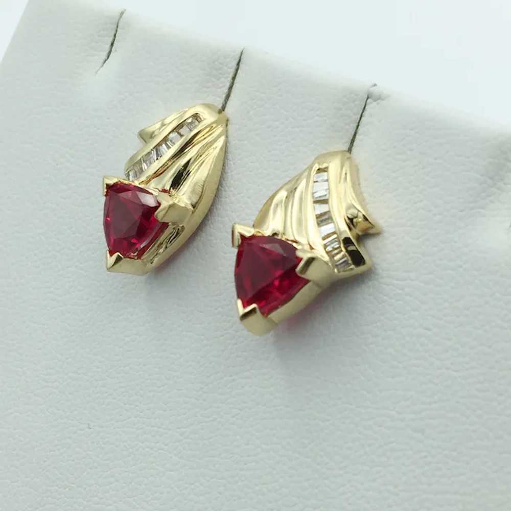 14K .50ctw Laby Ruby and Diamond Earrings - image 3