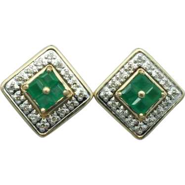 10K Emerald and Diamond Earrings