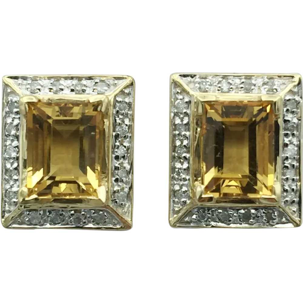 14K Citrine and Diamond Earrings - image 1