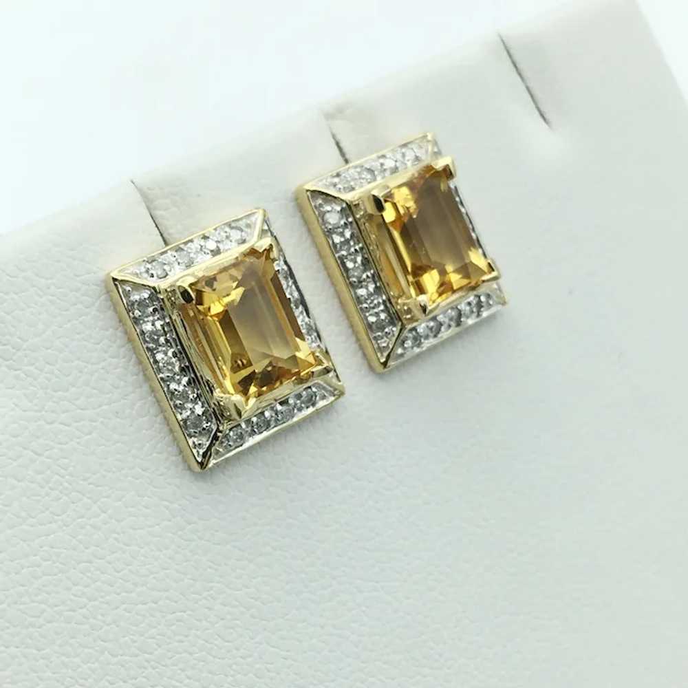 14K Citrine and Diamond Earrings - image 2