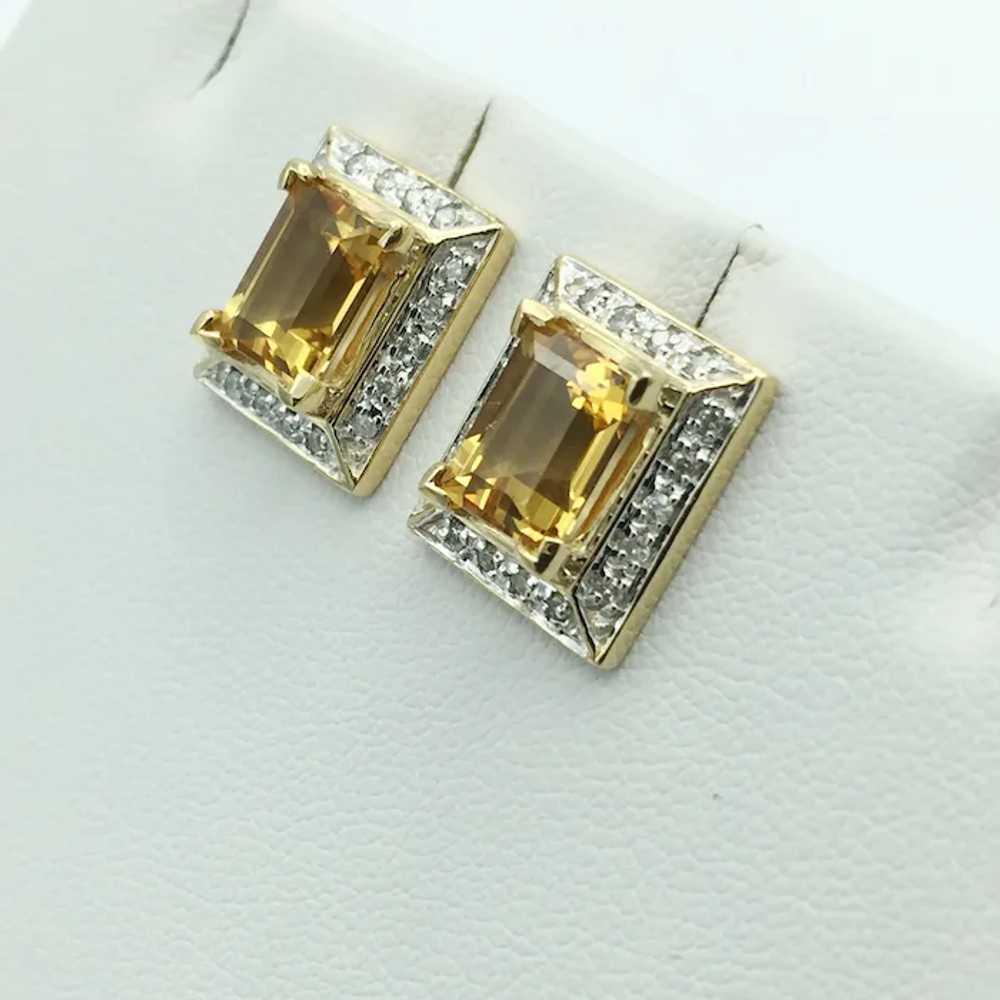 14K Citrine and Diamond Earrings - image 3