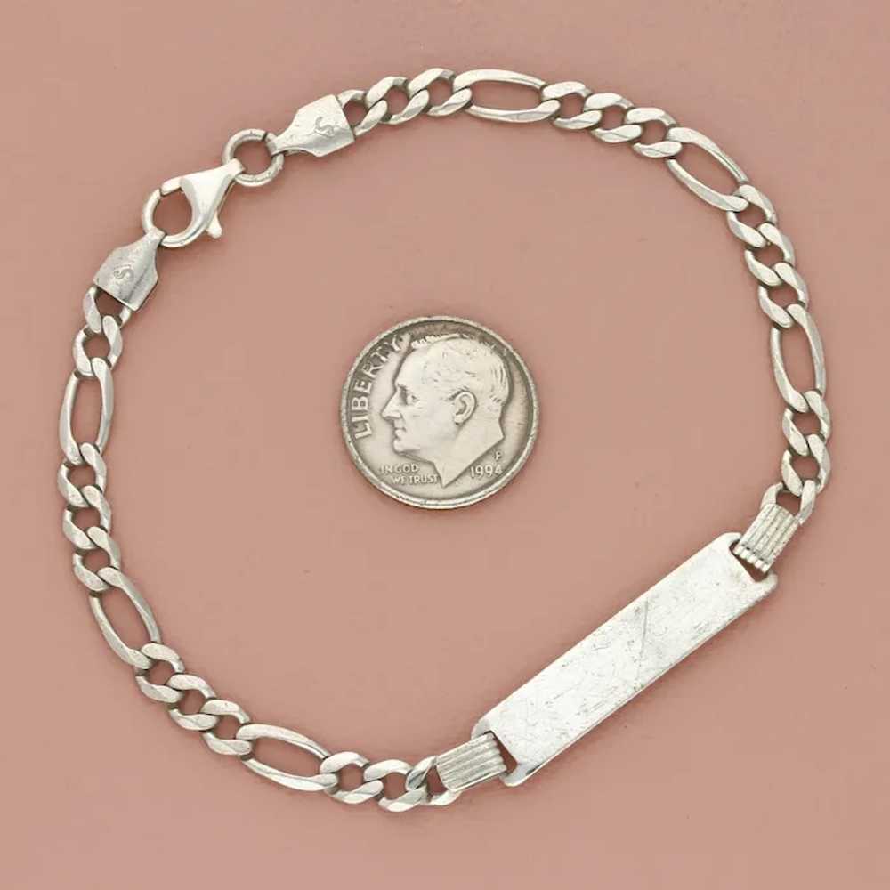Sterling Silver Italy Engravable Id Figaro Chain … - image 4