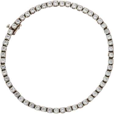 Sterling Silver Round-Cut Cz Tennis Bracelet Size… - image 1