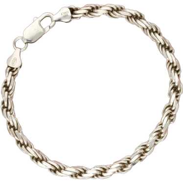 Sterling Silver Mens Italy 5mm Rope Chain Bracelet